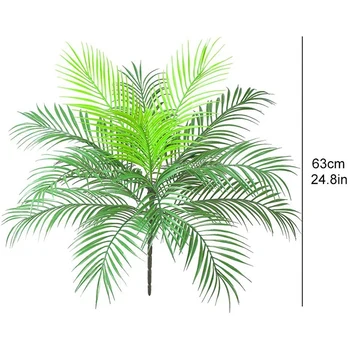 Kunstlik Tropical Palm Leaf Bush Tehase Roheline Palm Taime-15 Lahkub Troopiline Rohelus Aktsent Õie Paigutus