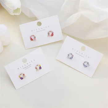 Korea Stiilis Uus Mini Värvikas Tsirkoon Crystal Liblikas Ring Tüdruk, Pärg Kõrvarõngad Naistele Ehted Tarvikud