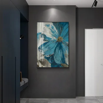 Abstraktne Sinine Lilled Lõuendile Maali Vintage Taim Plakat Õitsev Botaanika Prindi Kaasaegne Seina Art Pilt Elutuba Decor