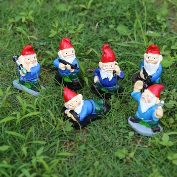 Mini Sõjas Gnome Pöialpoissi Naljakas Vaik Kuju Defender Armee DIY Bonsai Teenetemärgi Laua Õues Aias Skulptuur Decor