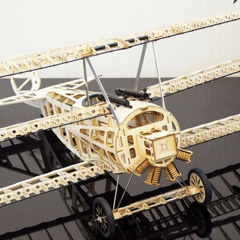 3D Puust Lennuk Home Decor Ornament Sünnipäeva Kingitus Triplane Hobi Õhusõiduki Pusle Käsitöö Büroo Mudeli Tiivad Hoone DIY