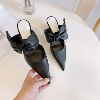 Prantsuse pikad vibu kõrged kontsad, muinasjutu stiilis kevad-suvel õhuke kanna sandaalid sexy mustad kingad