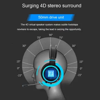 7.1 Kanaliga Gaming Headset Kõrvaklapid Juhtmega Surround sound Sügav Värviline Valgus Üle Kõrva Anti-tõmba 4D 50mm Ajam Peakomplekt