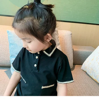 Tüdrukute T-särk, Kleit 2021 Suvel Uus Laste Gentlewomanly Pikk Värviga korea Fashion Casual Kleit Lapsed Riided