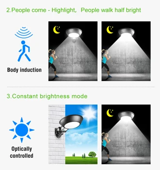 Väljas Päikese Valgust Veekindel Inimese Keha Induktsiooni Multi-Mode Solar Lamp Reguleeritav Toetada Solar Powered Päikesevalguse Tänava Valgus
