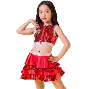 Laste Tulemuslikkuse Kostüümid Ehitud Jazz Tantsu Kostüümid Tüdrukute HipHop Riided Cheerleading Nuku Seelik Tantsu Kostüümid DQS7012