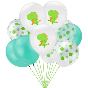 Leeiu Cute Cartoon Dinosaurus Õhupallid Roheline Süda Foolium Õhupallid Jungle Poole Kaunistamiseks Beebi Dušš Sünnipäevaks Lateks Kolbides