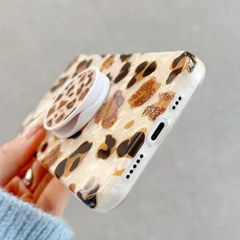 Leopard Conch Silikoon Telefon Case For iphone 11 12 Mini Pro XS Max XR-X SE 2020 7 8 6S 6 Pluss Kaas Käepide Seista Omanikule Tagasi Kest