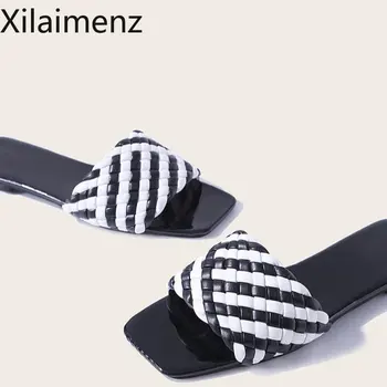 Naiste Suss Must Valge Weave Disain 2021 Suvel Moe Avatud Varvaste enimmüüdud Korter Sandal Kvaliteetsed Vabaaja Naiste Kingad