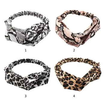 Naiste Sõlmes Madu Naha Leopardi Mustriga Hairband Kahe Mask Nuppu, Anti-rihm Peapael Peske Nägu Jooga Juuksed Tarvik