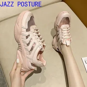 Naiste vabaaja jalatsid Kerge suvine platvorm kingad, Roosad, kõrge kontsaga Naiste spordijalatsid Naiste kingad 2021 w159