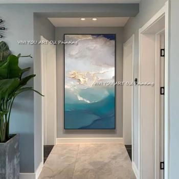 Käsitsi Maalitud Sinine Ookean Hall õlimaal Suured Seascape Lõuend Art Nr raam Nagu Kingitus Kodu Kaunistamiseks