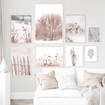 Lumi, Puud Võilill Õie Pilliroo Lehed Taim Printida Lõuendile Maali Nordic Plakatid Seina Art Pilte elutuba Home Decor
