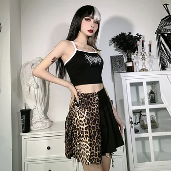 Suur-Waisted Seelik Y2k Vöö Seelikud Naiste 2021 Lukuga Naiste Plisseeritud Seelik Leopard Ruffles Naiste Riided korea Fashion Mini
