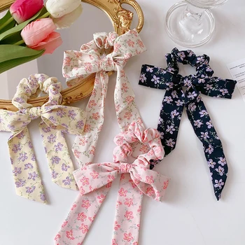 Uus Sifonki Bowknot Elastsed Juuksed Ansamblid Naised, Tüdrukud Scrunchies Peapael Juuksed Sidemed Hobusesaba Omanik Juuksed Accessorie Print Ribbon