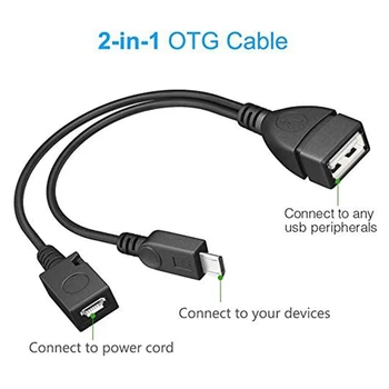 4-Pack Mini OTG Kaabel, Adapter,2-In-1 Powered Micro-USB - > USB Adapter(OTG Kaabel + Power Cable) Streaming Kangid Jne
