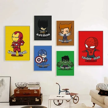 Marvel Superhero Koomiks Avengers Lõuend Värvimine Spider Man Iron Man Kapten Ameerika Plakati Print for Kids Room Decor