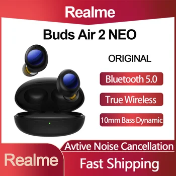 Algne Realme Pungad Air 2 NEO TWS Bluetooth-5.0 Tõsi, Traadita Kõrvaklapid ANC Avtive Müra Tühistamise Earbuds 10mm Dünaamiline Bass