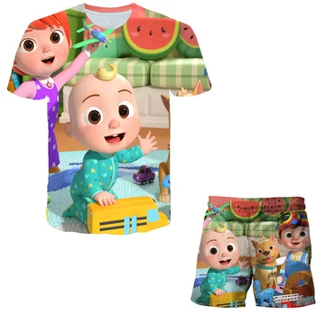 Poiss Baby T-särk Cute Cartoon Cocomelon T-särk Seatud Laste Riiete Komplekt-T-särk, lühikesed Püksid Tüdrukud Poiste Riideid Püksid Komplekt