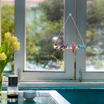 Loominguline Peitsitud Lind Klaasist Aken Rippus Ornament Ripats Kodu Kaunistamiseks