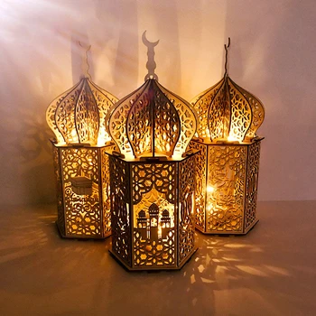 LED Puidust Hele Festival Palace Dekoratiivsed DIY Tuled Moslemid Islami Eid Mubarak Ramadan Festival Teenetemärgi Puhkus Tuled