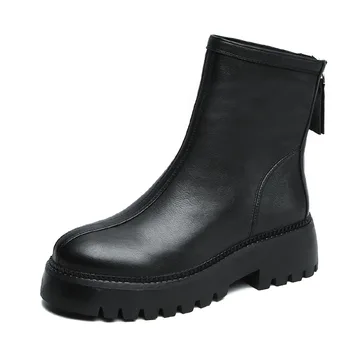 Naiste vabaaja chelsea saapad must pruun platvorm kingad originaal nahast saabas daamid streetwear sügis-talvel hüppeliigese botas zapatos