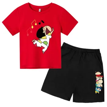 2021 Beebi Poiss Lapse Lühikeste varrukatega T-särk Suvel Girl Riietus Ülikond Cartoon Pastell Shinchan 2-töö Laste Spordi Ülikond