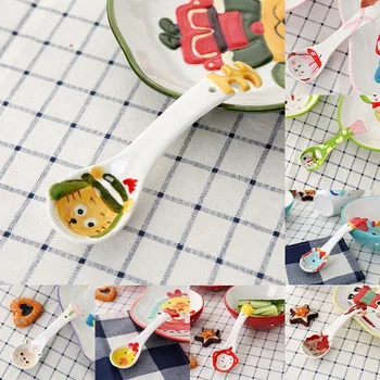 Armas Laste Lusikas Loominguline Trükitud Keraamiline Loomade Vidinaid Söögiriistad Lapsed Dinnerware Nõud Cartoon Imiku Toitmine Lusikas