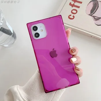 Ruut pehme kest sobib Apple iPhone11 12 Pro max läbipaistvat värvi silikoonist square mobiiltelefoni juhul telefoni kotis