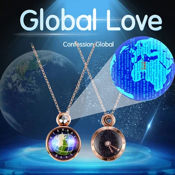2020. aasta Ülemaailmse Igavese Armastuse Kaelakee Paar ma Armastan Sind Projektsioon Maailma Kaart Pööratav kahepoolne Klaasist Palli Ripats Romantiline kingitus