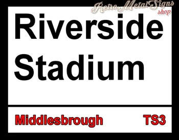 JALGPALLI FC Middlesbrough Riverside Staadionil METALLIST TINA MÄRK PLAKAT SEINA, TAHVEL
