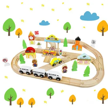Uue Risti Liikluse EMU Raudtee Auto Puidust Jälgida Rongi Komplekti Kokku panna Puidust Raudtee Haridus Mänguasjad Mänguasi Lastele