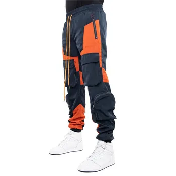 Cargo püksid meestele kontrasti, Värvi Multi-tasku moe-hip-hop püksid meestele joggers streetwear Vabaaja püksid meeste sweatpants