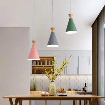 Tänapäeva Põhjamaade Macaron Ripats Tuled Led Puit Sisevalgustus Home Decor Rõivapood Restoran Lamp Loominguline Rippus Lamp