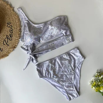 Xieshang Metallist Paillette Sexy bikini naiste ujumisriided, Kõrge Vöökoht Ühe Õla Ujumistrikoo lõigatud Push Up Monokini trikoo 2020