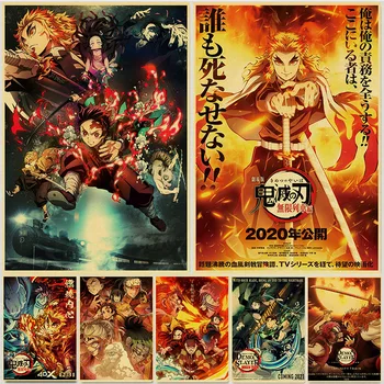 Wall Art Lõuend Maali Jaapani Koomiksi Film Demon Slayer Mugen Rongi Anime Plakateid ja Prindib Pilte, elutuba, Tuba Decor