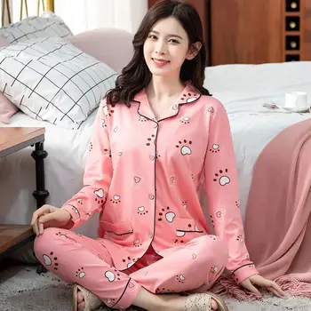 2021 Uus Kevad Puuvillane Pidžaama Naiste Komplekt pidžaamad daamid Sleepwear Pidžaamad sobiks Naine Mujer Pijama Nightwear