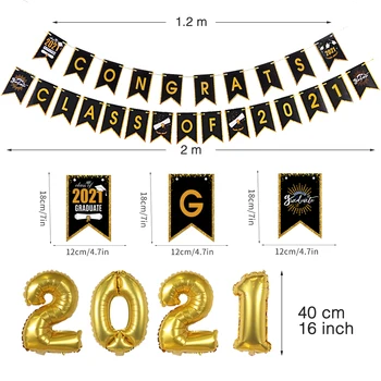 11Pcs 2021 Lõpetamist Teenetemärgi Gold Number Foolium Õhupallid Cupcake Toppers Klassi 2021 Banner Lõpetamist Pool Decor