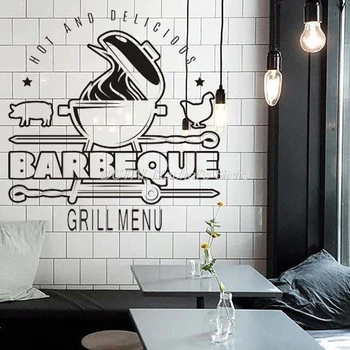 Barbeque Restoran Kleebis Decor Grill Menüü Vinüül Seina Decal Köök Söögituba Kleebis Baar Juua Kunst