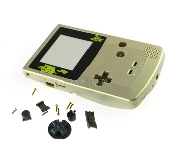 1set Täielik Komplekt Eluaseme puhul GBC Konsooli Shell Kulla Värvi ekraan objektiiviga Gameboy Color Konsooli