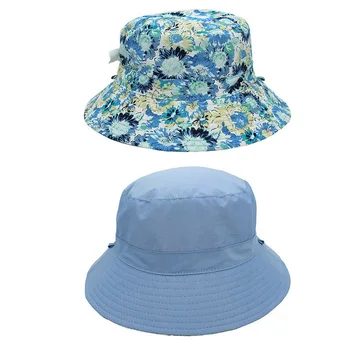 Uus puuvillane kahepoolne vanema-lapse kalamees müts summer mugav sun-ekraani müts võre päikesevarju müts