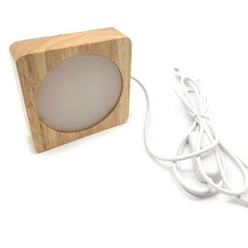 1 Pc 3D LED Night Light Magamistuba Teenetemärgi Väike Tabel Lamp USB 3D Kristallid, Klaas Vaik Kunsti, Ehteid, Puidust põhjaga Seista