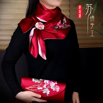 Linn vein punane ülikond mulberry silk tikandid tikandi nimi käsi täielik komplekt suzhou käsitöö sobiks siidist sallid