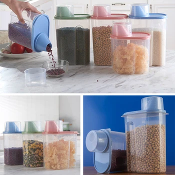 Teravilja Dispenser Toidu Mahutid Õhukindlas pakendis Kuivas Plastikust Mahutid Cereals riisijahu Suupisted, Suhkru-Tank