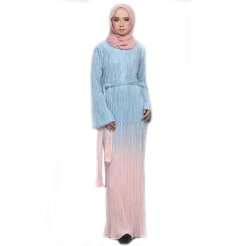 Ramadan Moslemi Naised, Plisseeritud Kaua, Maxi Kleit Abaya Palve Dubai Araabia Jilbab Rüü Seal Kaftan Araabia Kokteili Kleit Põletatud Varrukad Riided
