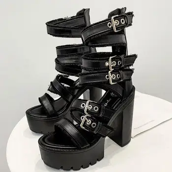 DORATASIA Uus Mood Naiste Mood Küps Sandaalid Platvorm Paksu Kõrged Kontsad Rooma Naiste Sandaalid Gooti Punk Kingad Naine