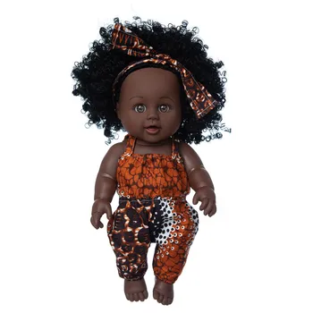 Must Nahk Aafrika Must Baby Armas Lokkis Juuksed Pits Seelik 12INCH Vinüül Beebi Mänguasi Isikupärastatud Esitada Brinquedos игрушки для детей