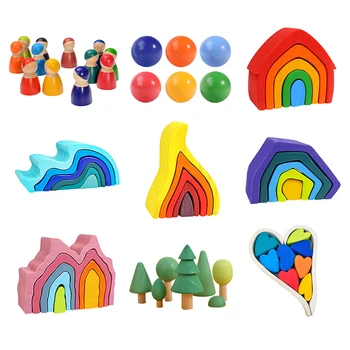 Puzzle Beebi Varajast Hariduslik Mänguasi Mini Rainbow ehitusplokid Set Värvikas Virnastamise Mängu 