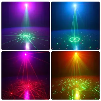 128 Mustrid Laser Disco Light, DJ LED MINI Kodus Etapp Projektor Punane Sinine Roheline tuli USB Kaugjuhtimispult Pool Jõulud Klubi