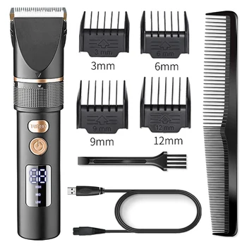 Professionaalne reguleeritav traat wierless juuksed clipper usb laetav electric hair trimmer barber shop LCD võimas juuste lõikamine